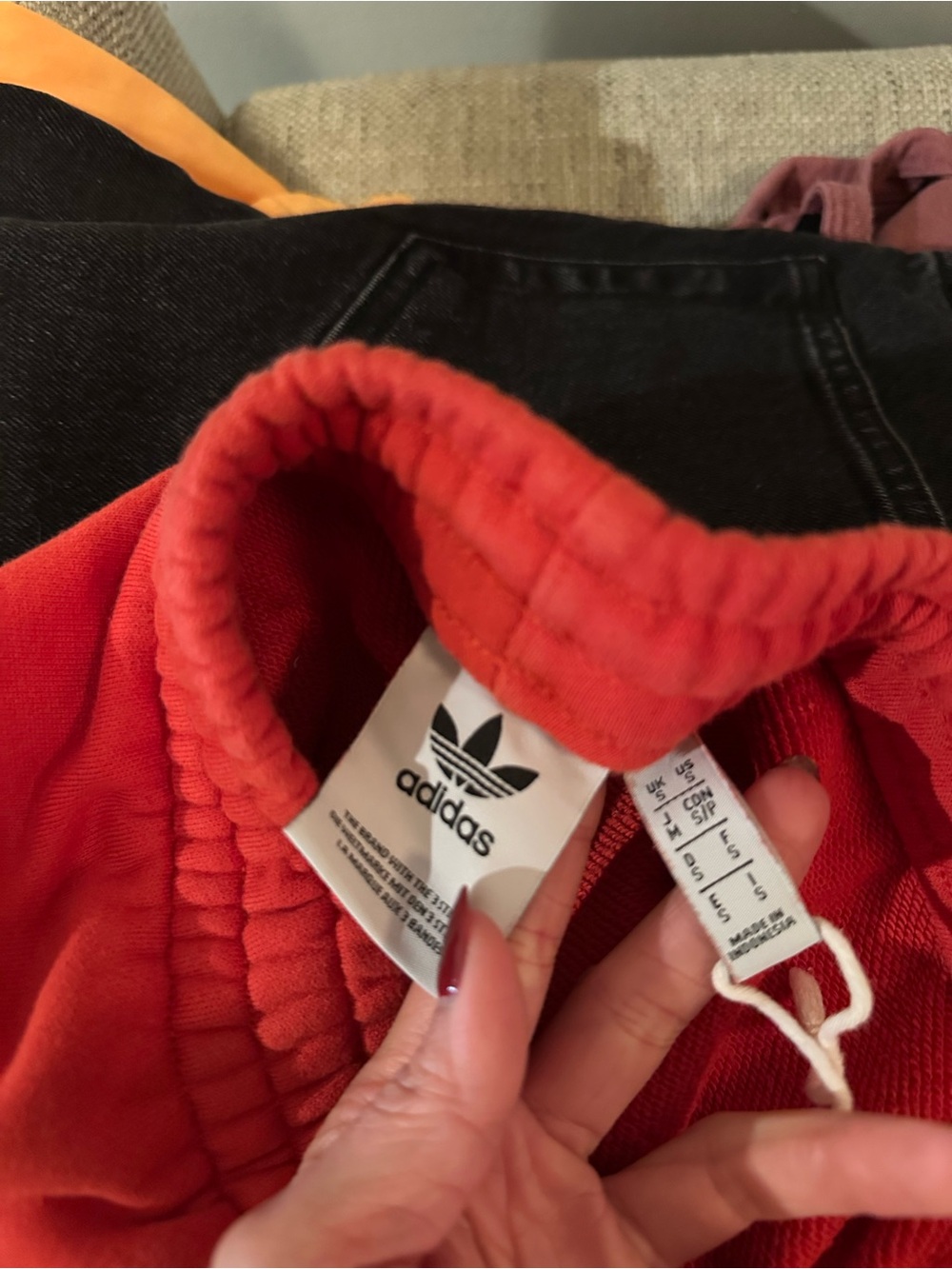 ADIDAS Red-Orange Joggers with Elastic Waistband